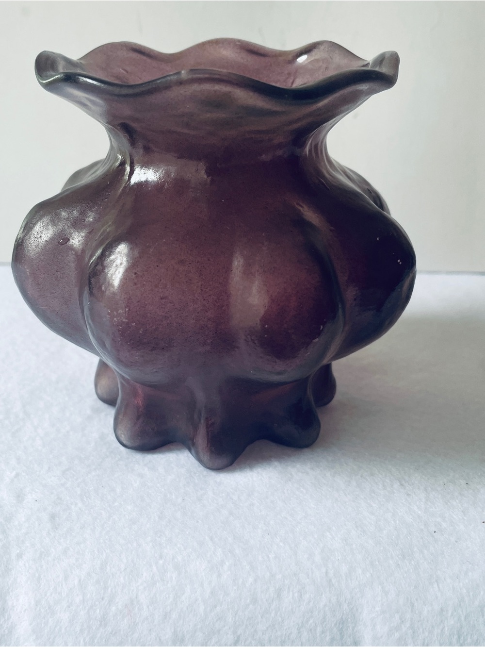 Vintage-Style Plum Vase -amethyst blown art glass